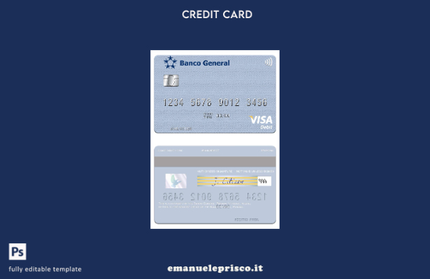 stile verificato Modello di carta di debito Visa General Panama Banco